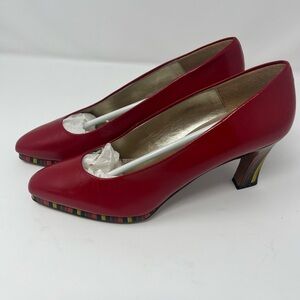 SERGIO ZELCER Spanish Leather Collection 'Chris' Heels Red Kid Sz 7.5 VTG NEW